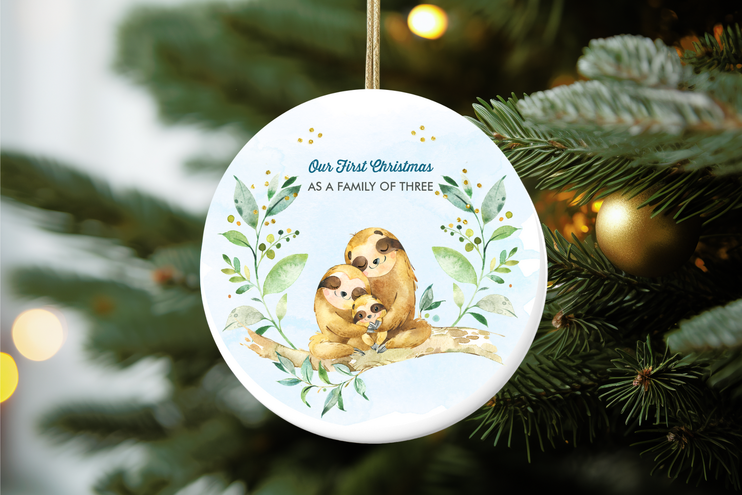 Sloth Baby/Family First Christmas Ornament