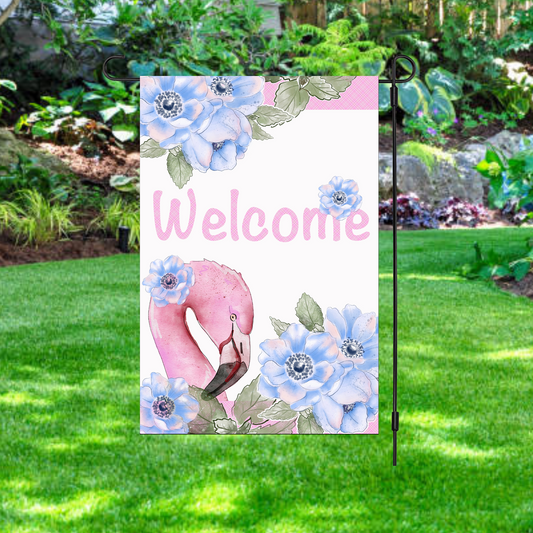 Welcome Flamingo Garden Flag