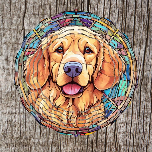 Golden Retriever Stained Glass Wind Spinner