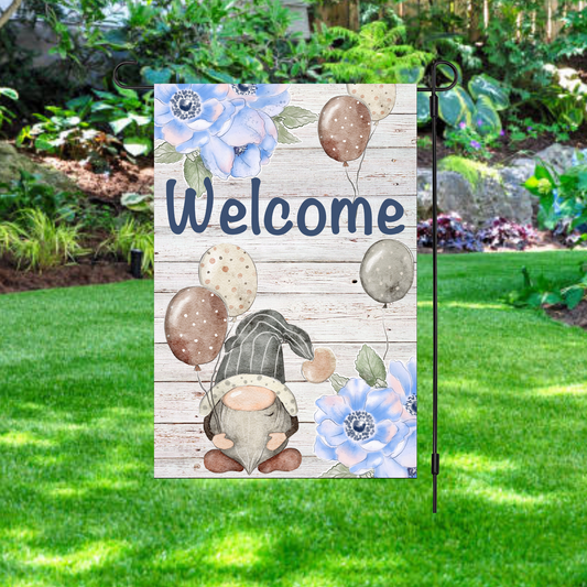 Welcome Gnome Garden Flag