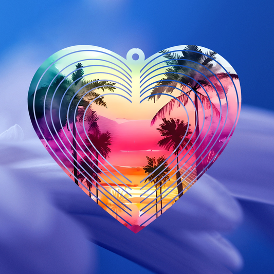 Tropical Beach Heart-Shaped Wind Spinner