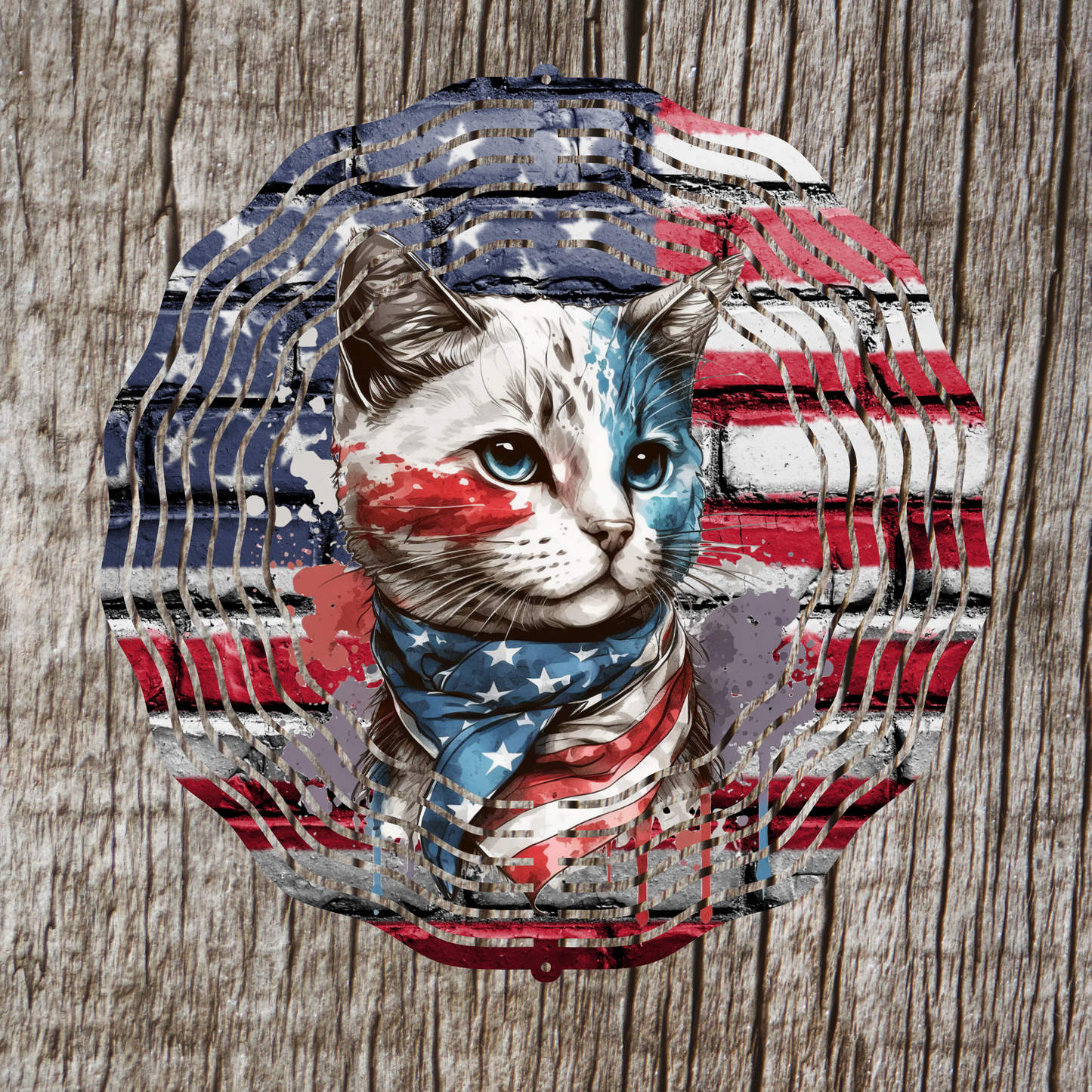 Patriotic Kitten Wind Spinner