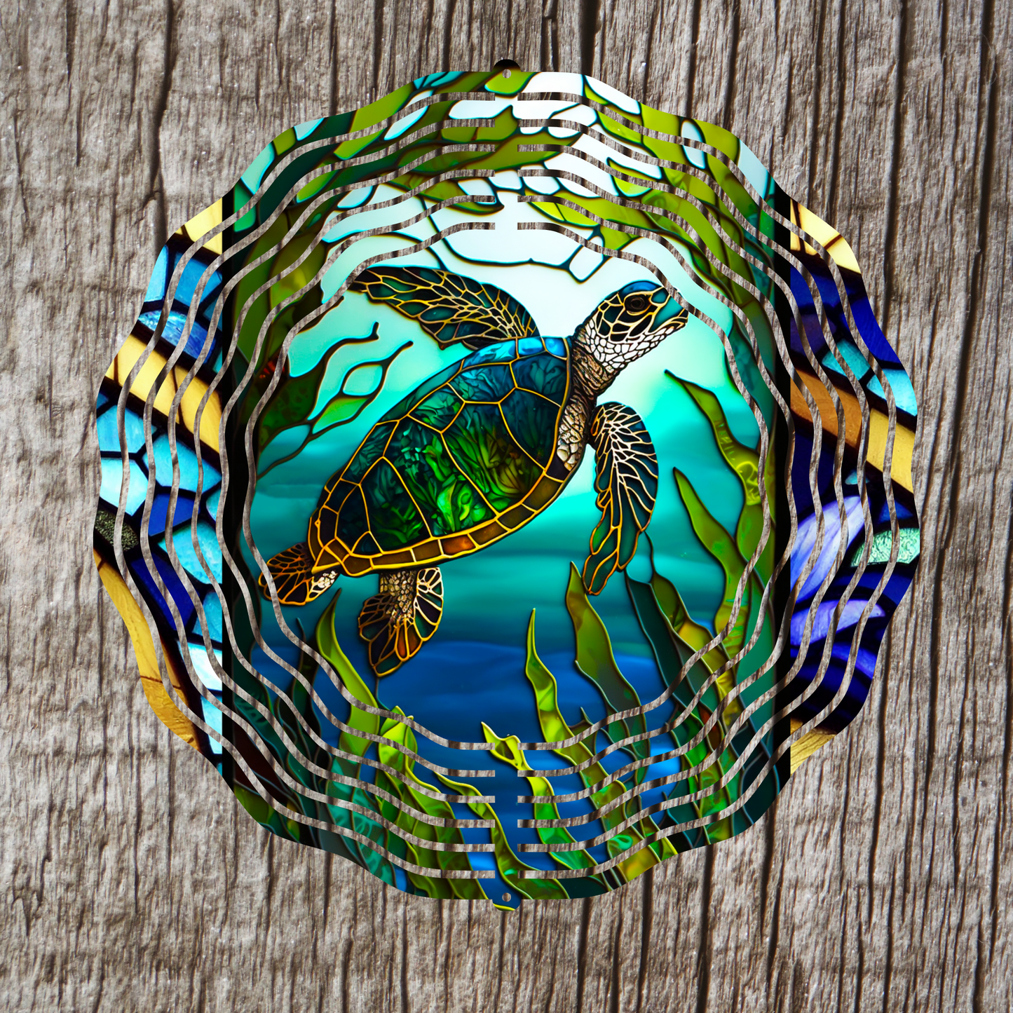 Sea Turtle Stained Glass Wind Spinner