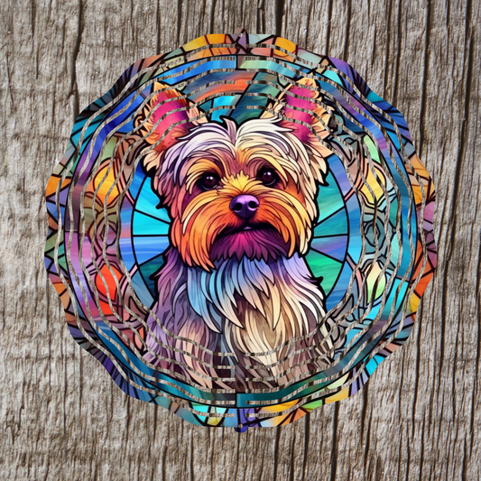 Yorkie Stained Glass Wind Spinner