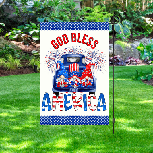 God Bless America Gnomes Garden Flag