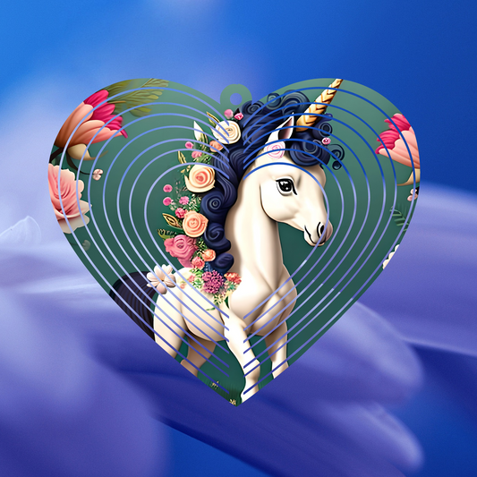 Unicorn Heart-Shaped Wind Spinner