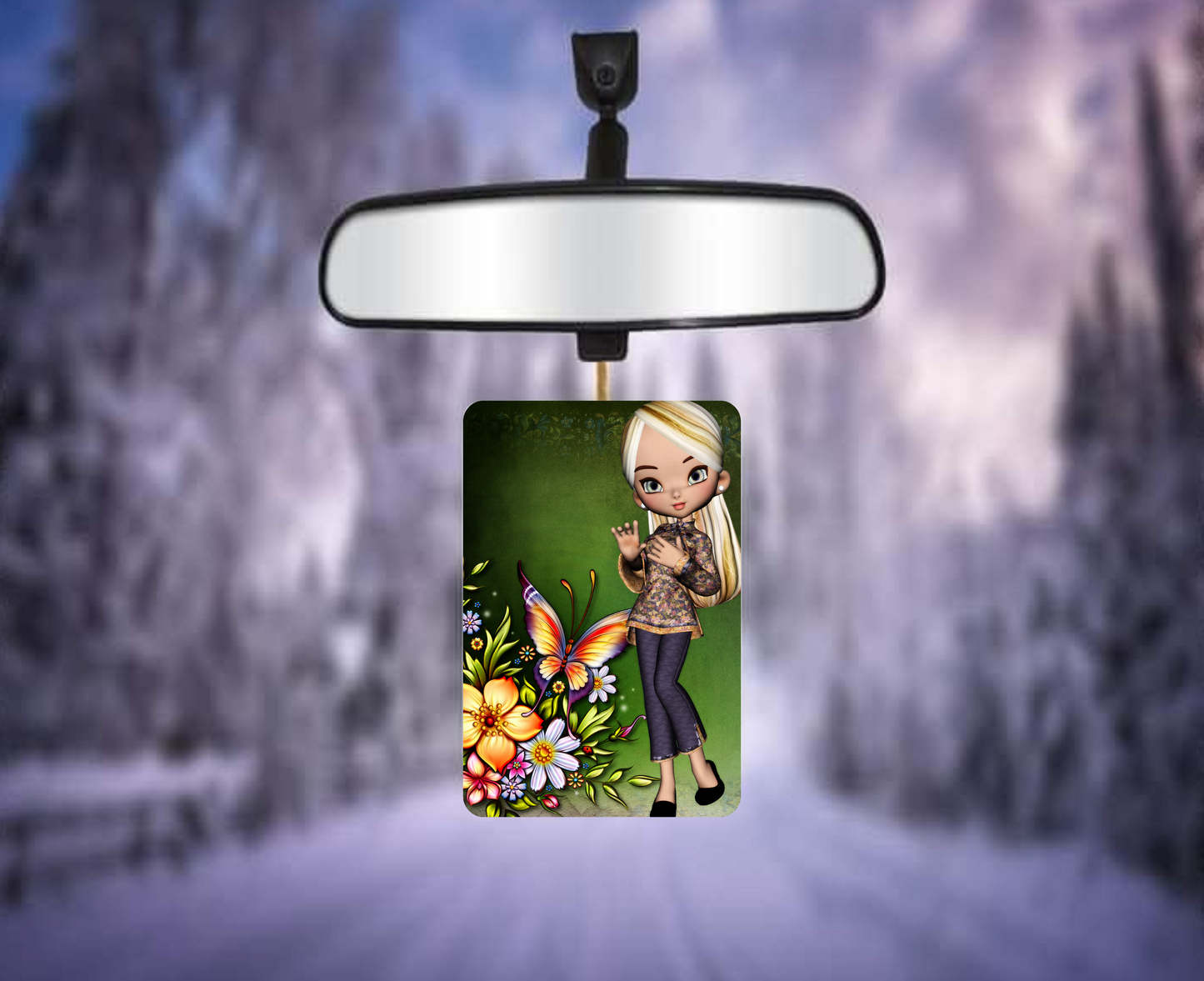 Blonde and White-Haired Girl and Butterflies Rectangular Air Fresheners