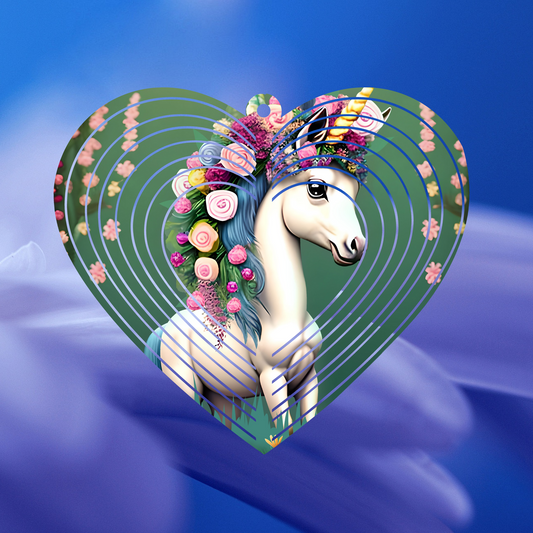 Unicorn Heart-Shaped Wind Spinner