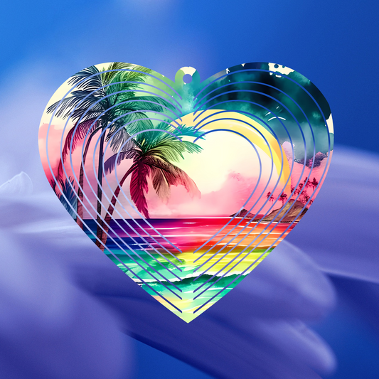 Tropical Beach Heart-Shaped Wind Spinner