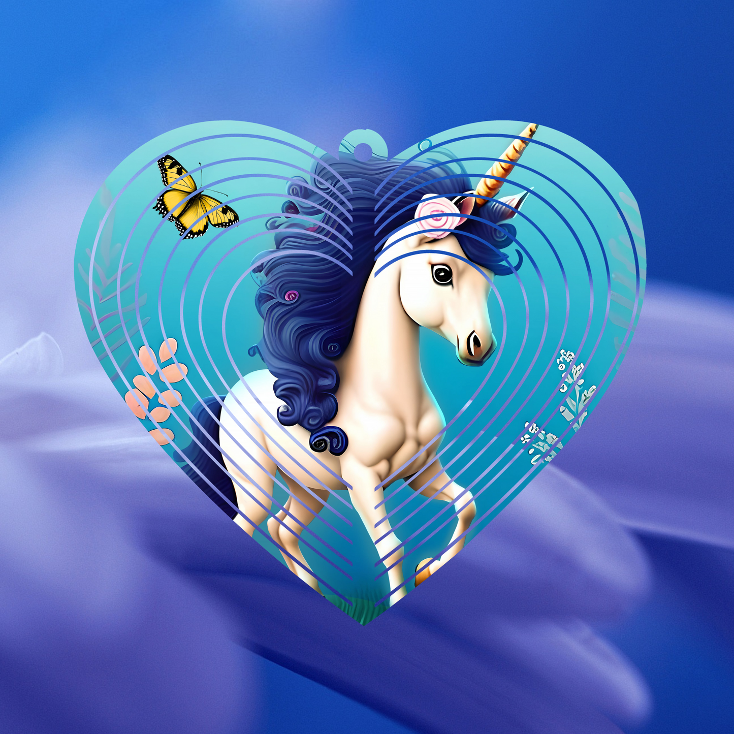 Unicorn Heart-Shaped Wind Spinner