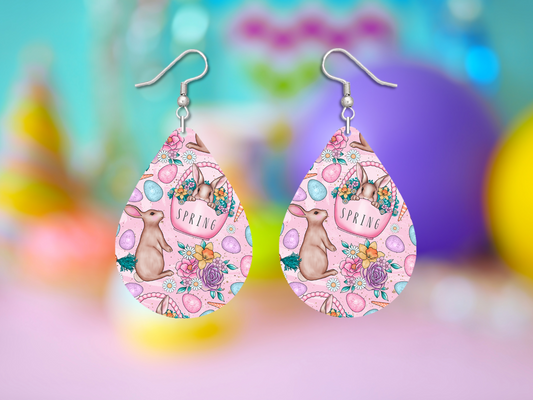 Spring Easter Bunny Pastel Teardrop Earrings