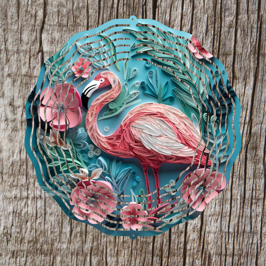 Flamingo Rolled Paper 3D Wind Spinner