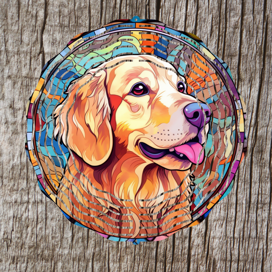 Golden Retriever Stained Glass Wind Spinner