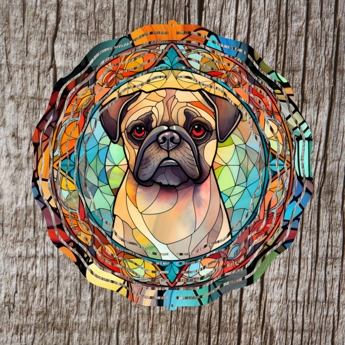 Pug Stained Glass Wind Spinner