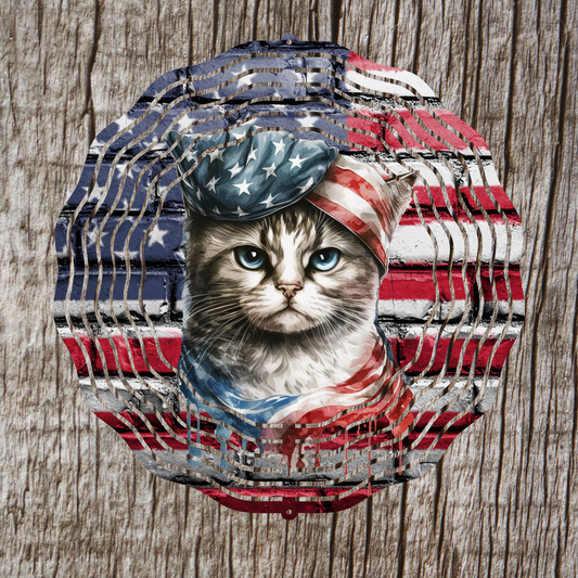 Patriotic Kitten Wind Spinner