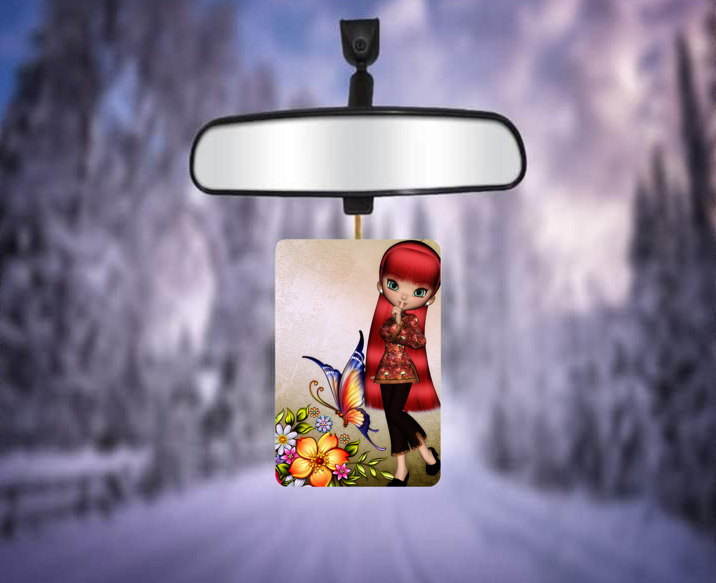 Red-Haired Girl and Butterflies Rectangular Air Fresheners