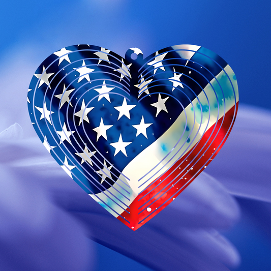 American Flag Heart-Shaped Wind Spinner