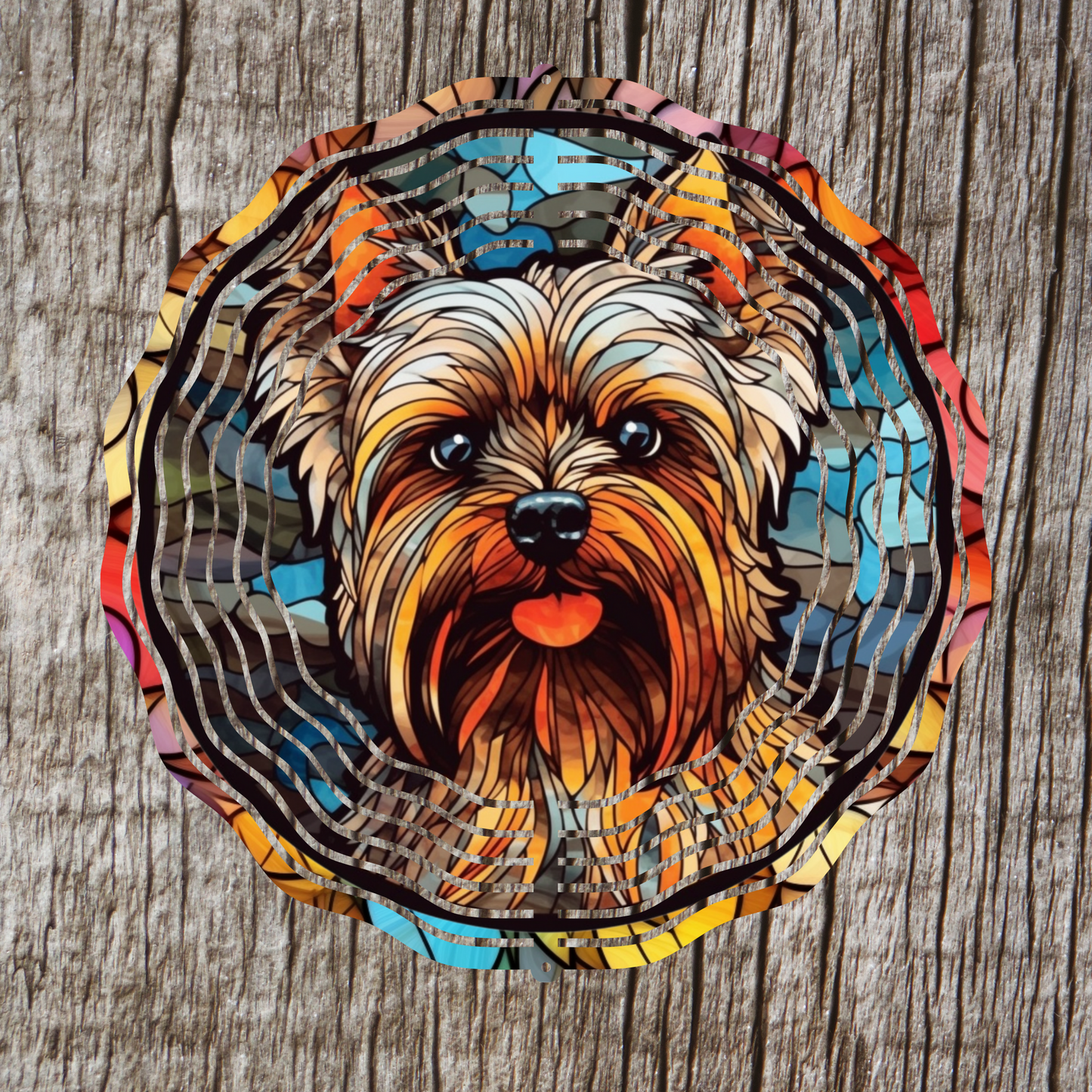 Yorkie Stained Glass Wind Spinner