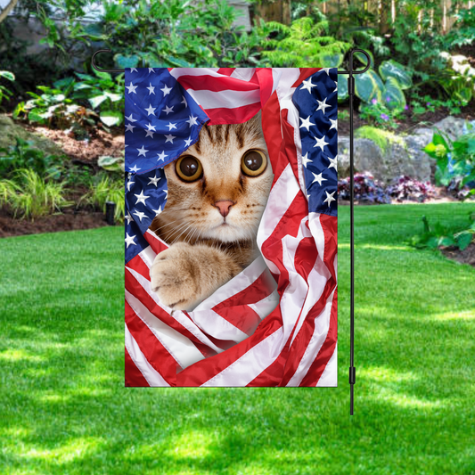 Kitten Patriotic Garden Flag