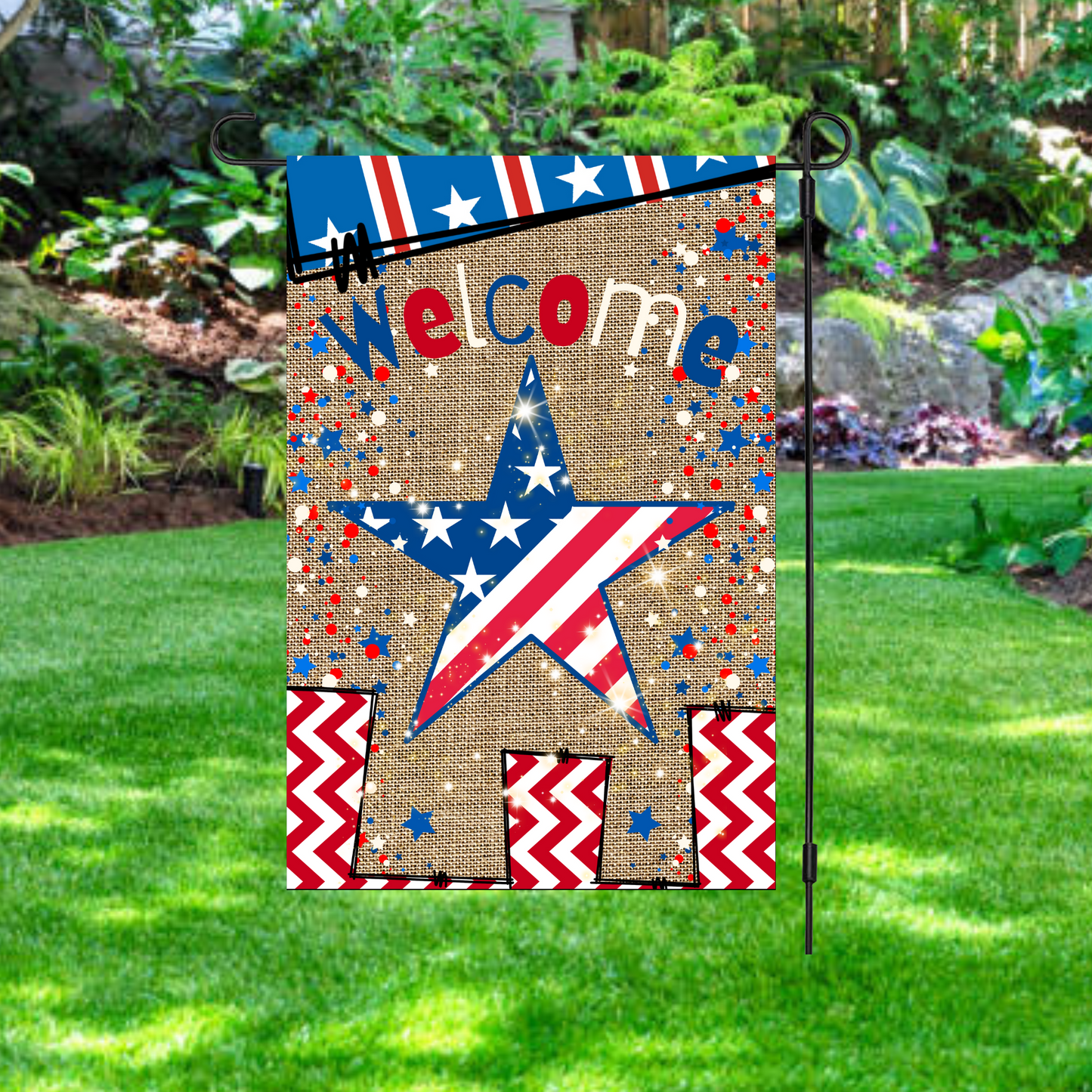 Welcome Patriotic Garden Flag