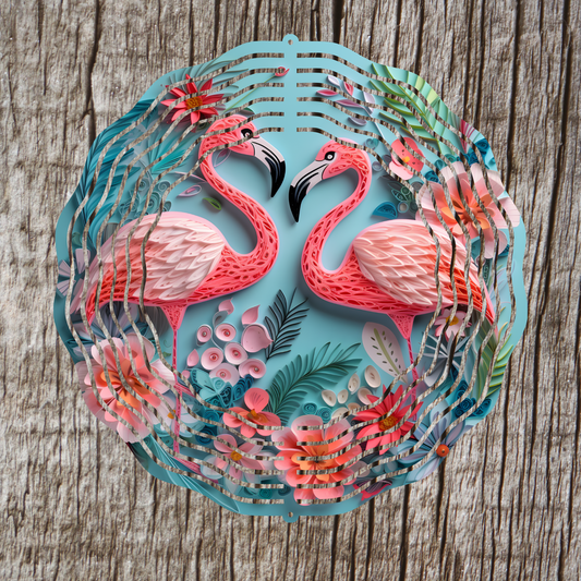 Flamingos Rolled Paper 3D Wind Spinner