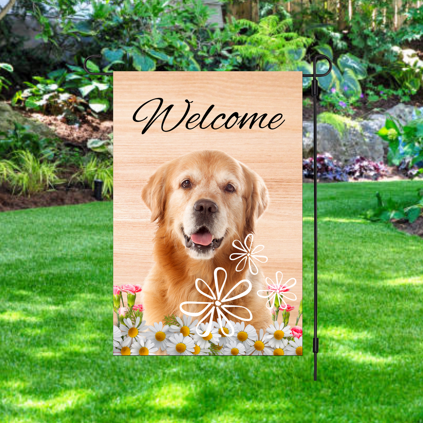 Welcome Yellow Labrador Retriever Garden Flag