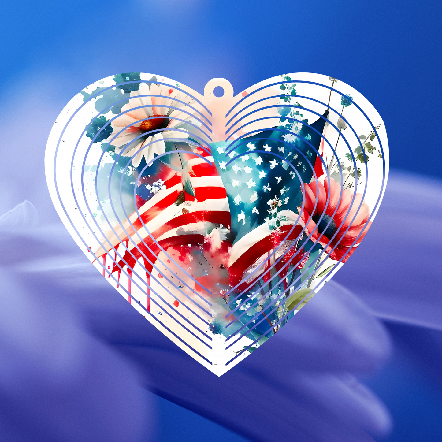 American Flag Heart-Shaped Wind Spinner