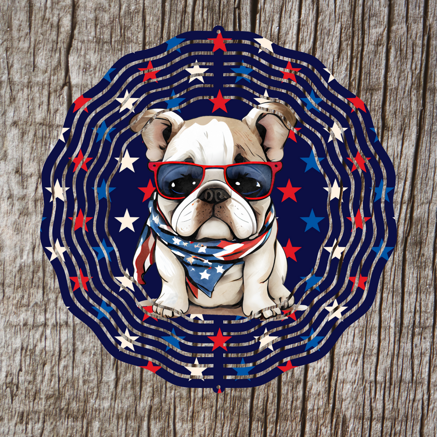 Patriotic Bulldog Wind Spinner