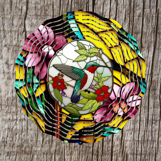 Hummingbird Stained Glass Wind Spinner