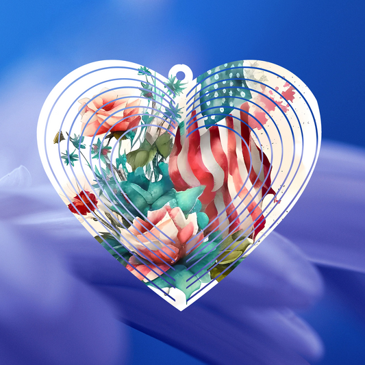 American Flag Heart-Shaped Wind Spinner