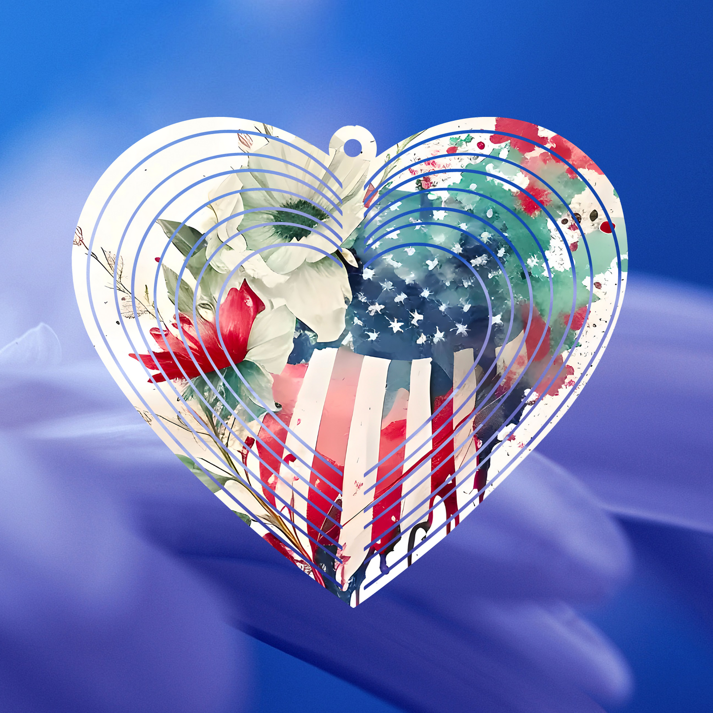 American Flag Heart-Shaped Wind Spinner