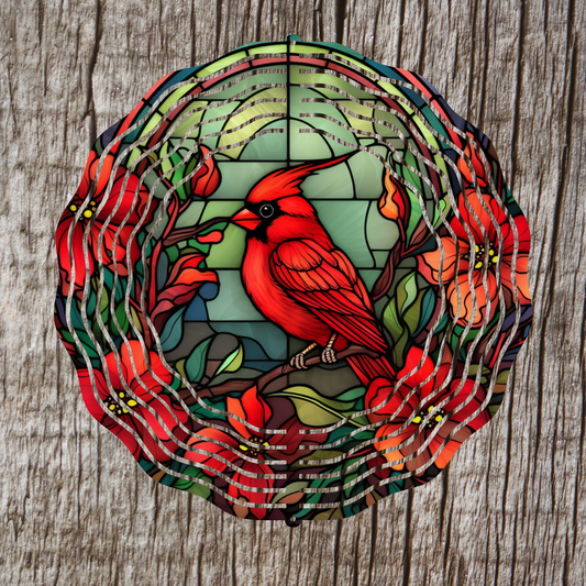 Cardinal Stained Glass Wind Spinner