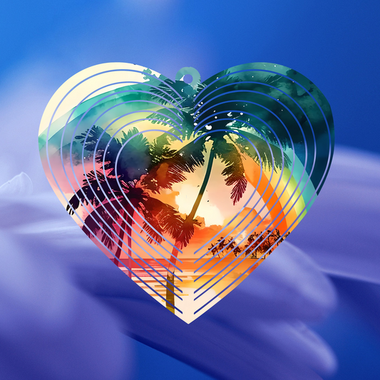 Tropical Beach Heart-Shaped Wind Spinner