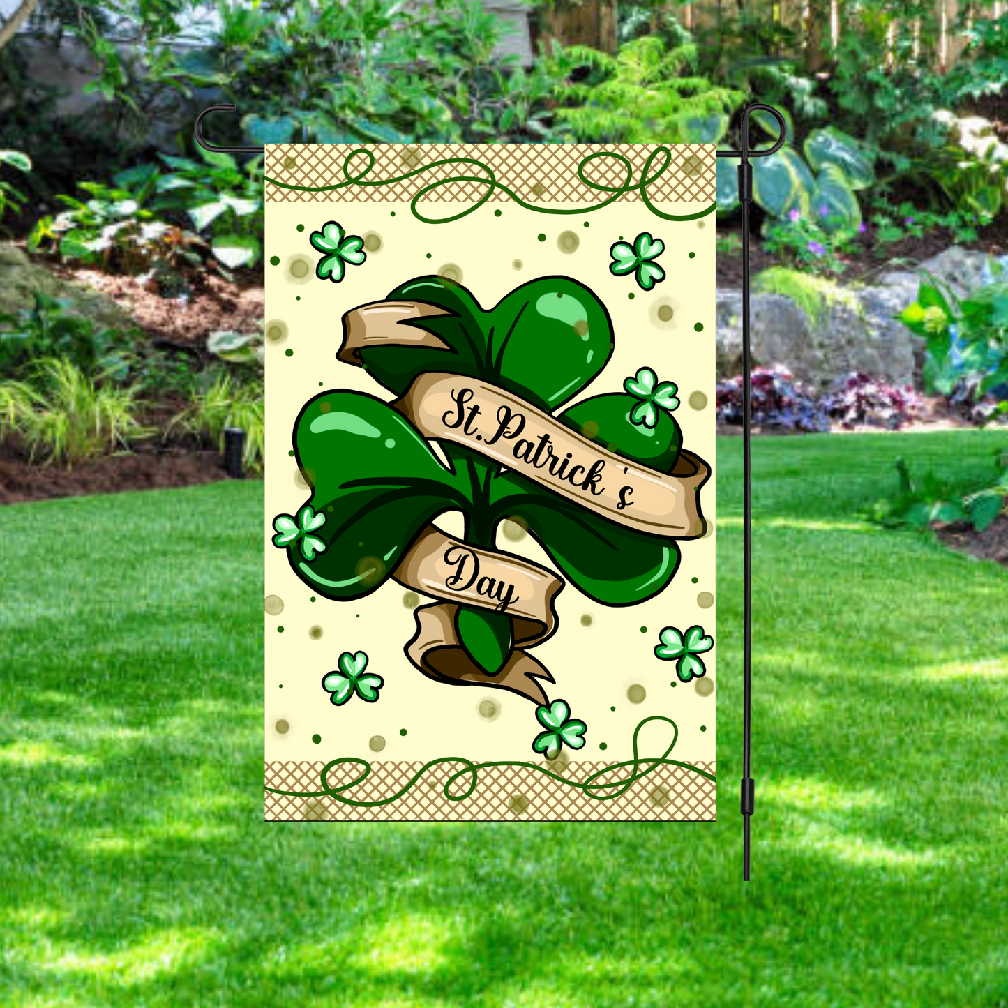 St. Patty's Day Shamrock Garden Flag