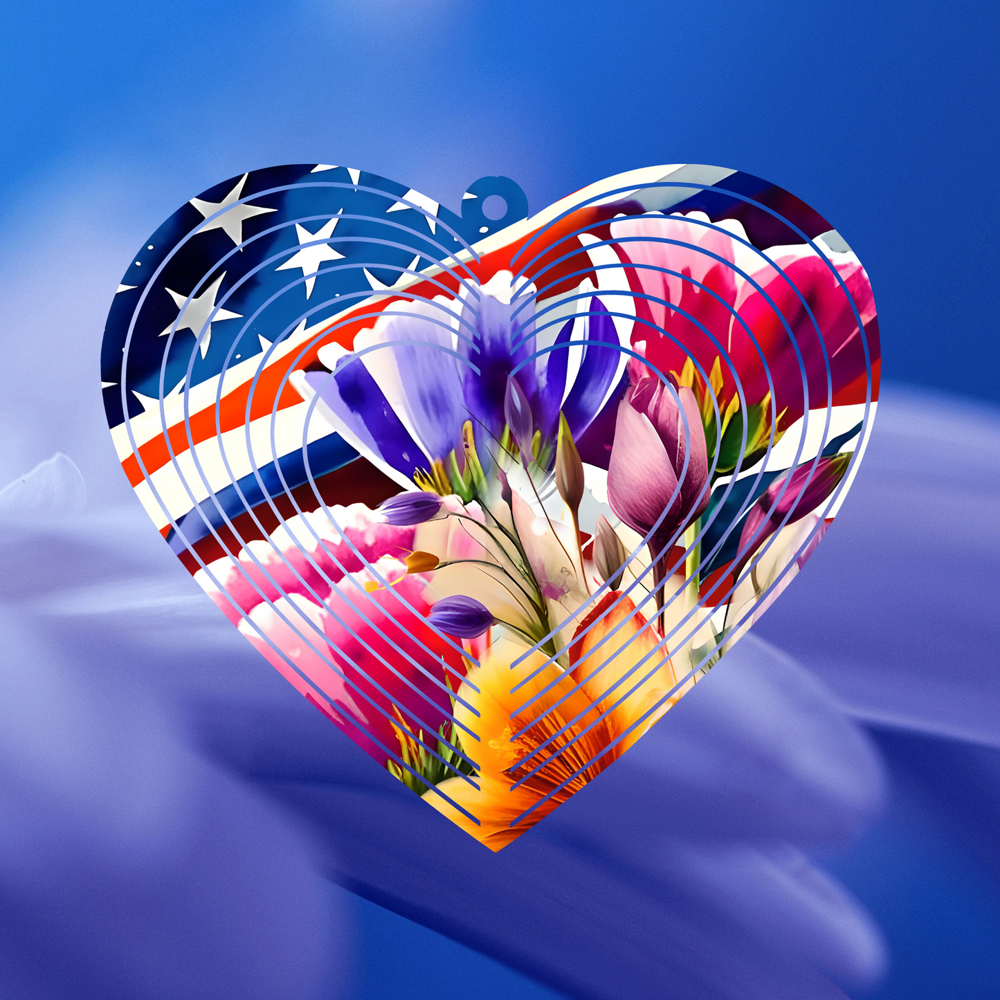 American Flag Heart-Shaped Wind Spinner