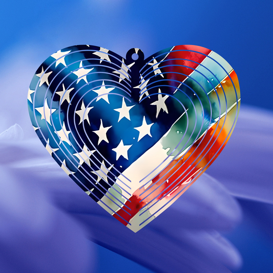 American Flag Heart-Shaped Wind Spinner