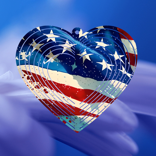 American Flag Heart-Shaped Wind Spinner