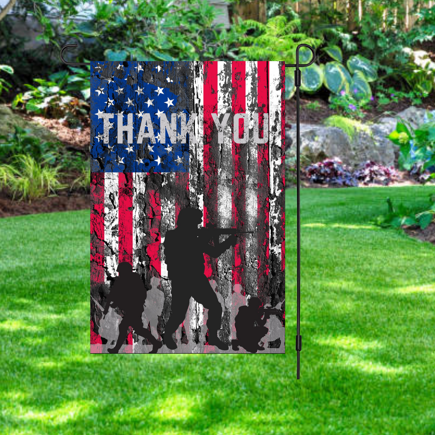 Thank You Silhouette Garden Flag