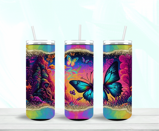 Psychadelic Butterfly Skinny Tumbler