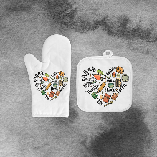 Ingredient Heart Mitt and Pot Holder Set