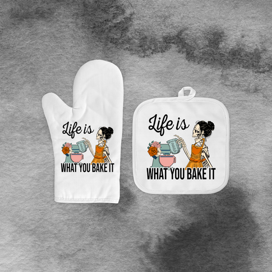 Life is What You Bake It Mitt and Pot Holder Set