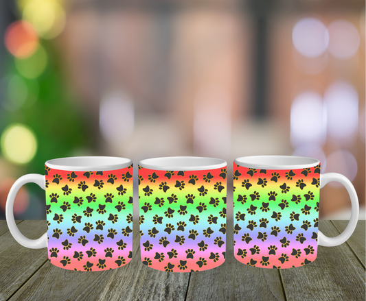 Rainbow Pawprint Mug