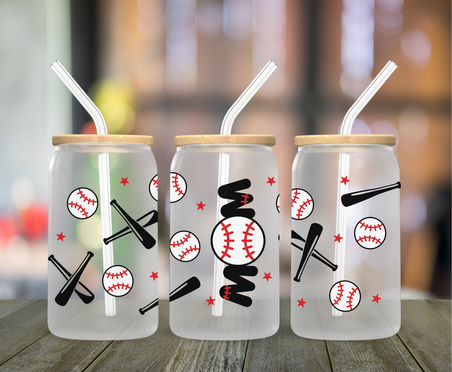 Baseball Mom Frosted Glass Can