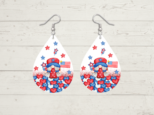 Patriotic Gnome Teardrop Earrings