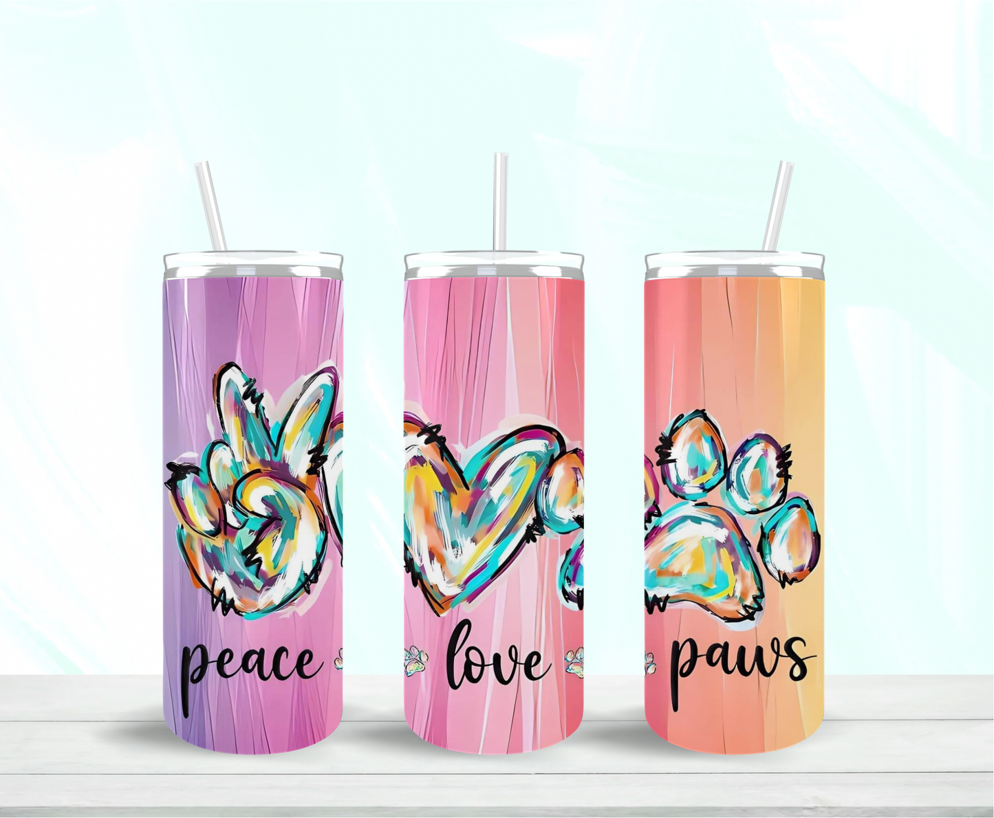 Peace Love Paws Skinny Tumbler