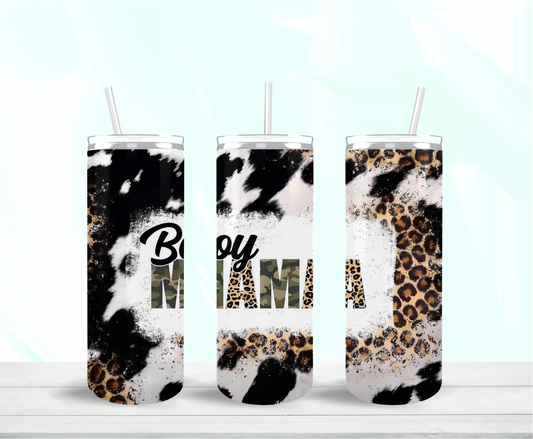 Boy Mama Camo Skinny Tumbler