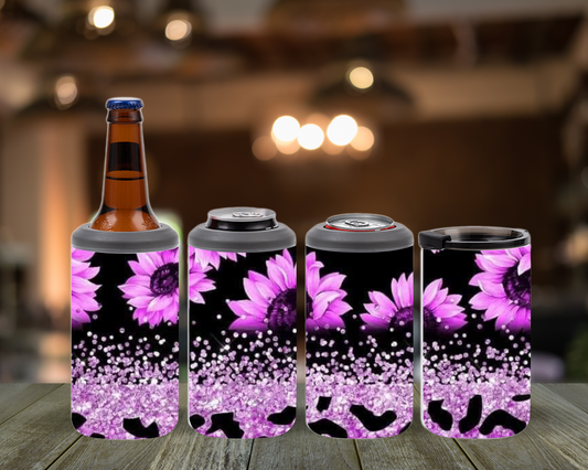 Purple Sunflowers 4-in-1 Can Cooler