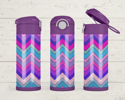 Pink/Blue/Purple Chevron 12 oz Kids Cup with Straw