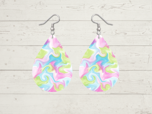 Psychedelic Pastel Teardrop Earrings