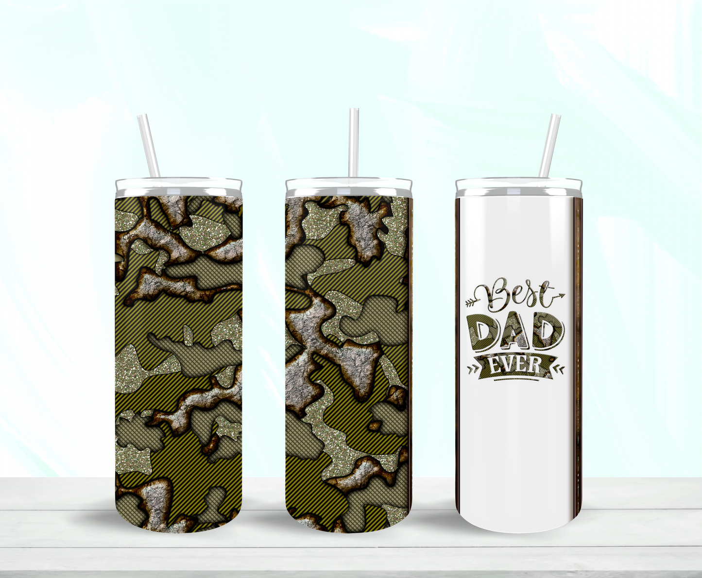 Best Dad Ever Camo Skinny Tumbler